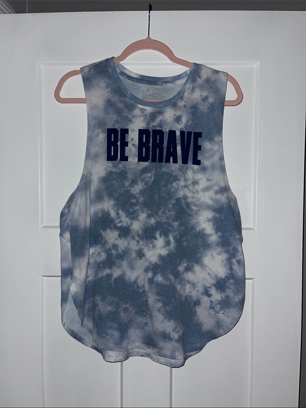 bcg Blue Tie-Dye "Be Brave" Muscle Tee